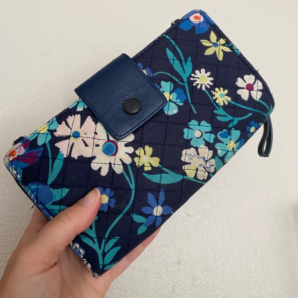 Vera Bradley Floral Quilted Navy Wallet